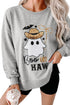 Sequin Western Ghost Print Long Sleeve Round Neck Sweatshirt