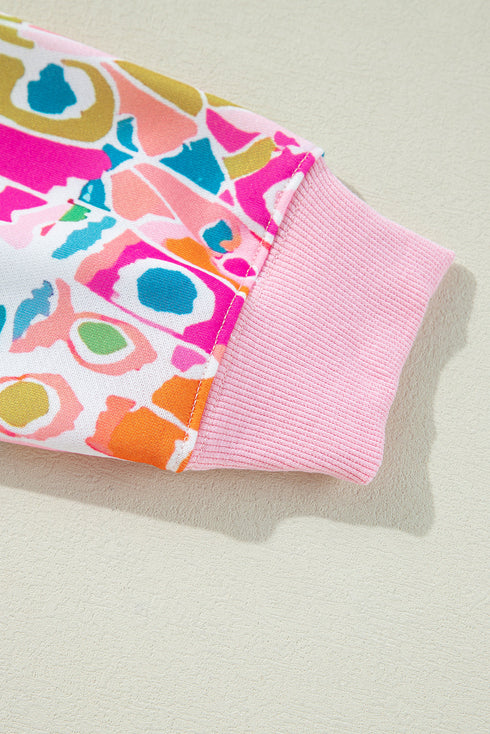 Abstract Graphic Print Crew Neck Long Sleeve Sweatshirt