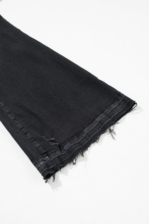 Chic High Waist Button Front Flare Denim Jeans