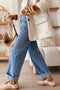Denim Side Seam Rivet Ankle Length Jeans