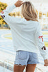 Polyester Sequin Rugby Bow Graphic Pullover Sweatshirt