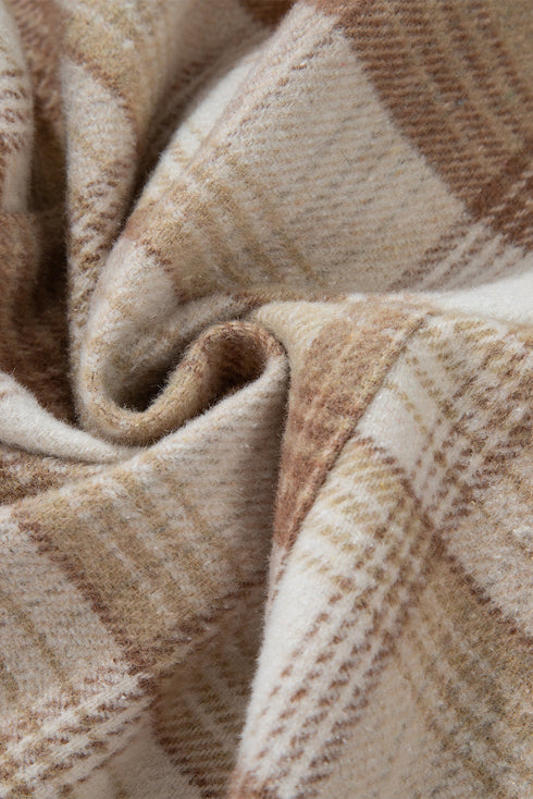 Casual Plaid Patchwork Flap Detail Button Up Shacket