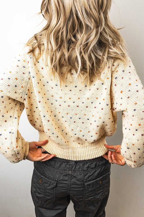 Geometric Print Button Front Long Sleeve Graphic Cardigan