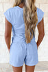 Solid Short Sleeve Pocket Elastic Waist Two Piece Short Set