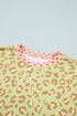 Leopard Polka Dot Trim Long Sleeve Top