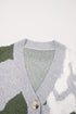 Camouflage Drop Shoulder V Neck Button Front Cardigan