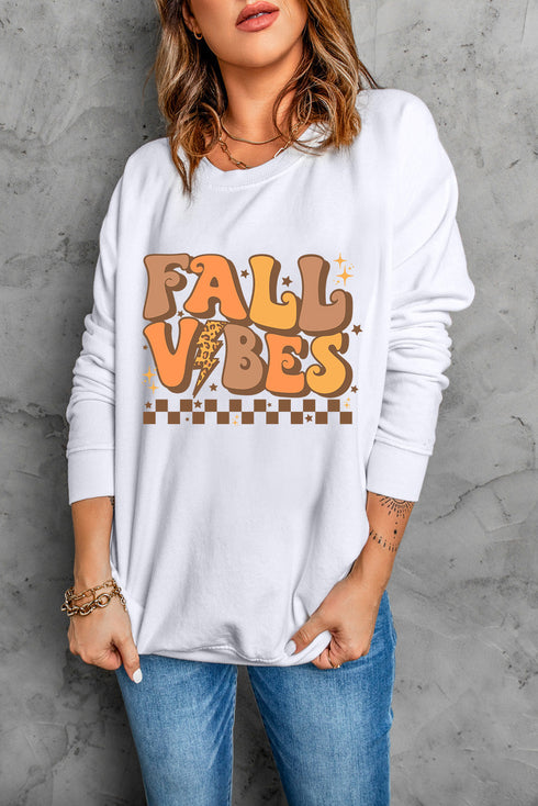 Retro Lettering Graphic Crew Neck Pullover Sweatshirt
