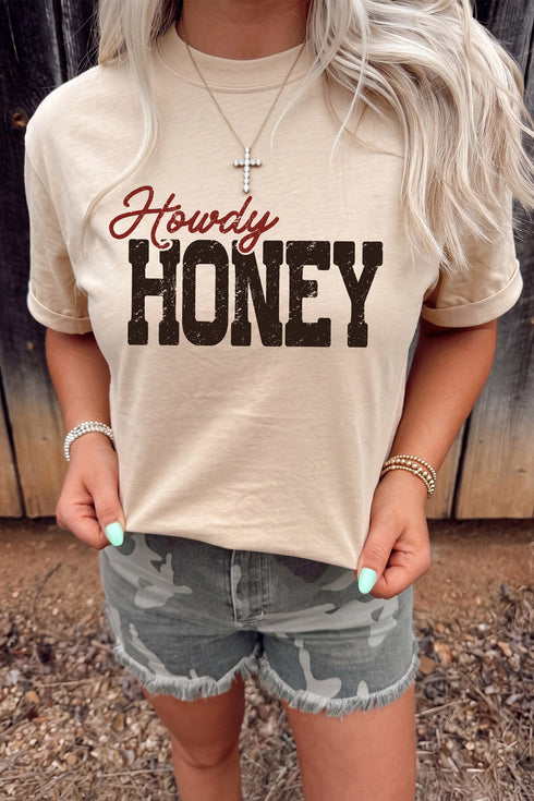 Howdy Honey Western Letter Print Graphic Tee