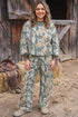 Jungle Camouflage Ribbed Trim Long Sleeve Lounge Set