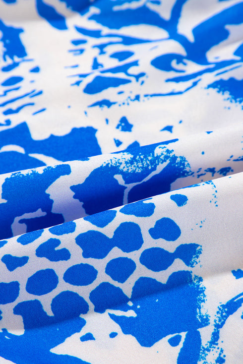 Exclusive Floral Print V Neck Ruffle Sleeve A Line Dress