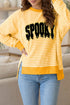 Spooky Slogan Stripe Split Hem Long Sleeve Sweatshirt