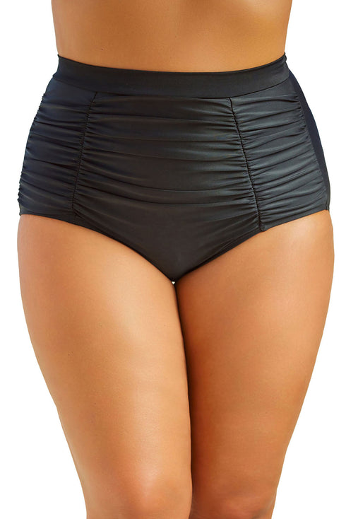 High Rise Ruched Front Bikini Bottom