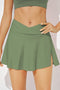 Solid Active Criss Cross Waist Flared Swim Skirt Bottoms