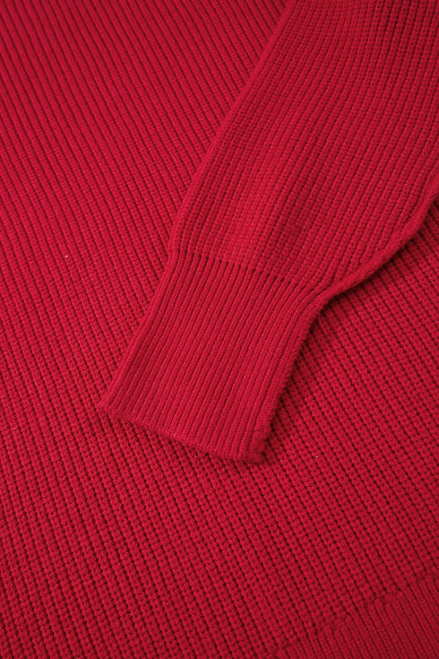 Modern Ribbed Knit Stand Neck Long Sleeve Sweater