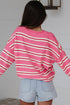 Acrylic Striped Pattern Drop Shoulder Button Cardigan