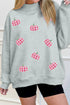 Sequined Pumpkin Patch Mock Neck Baggy Pullover Sweatshirt