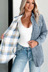 Reversible Casual Corduroy Button Up Plaid Shacket