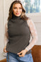 Western Ribbed Knit High Neck Slim Fit Sweater Vest
