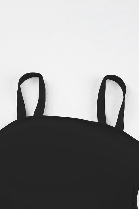 Ruched Square Neck Tummy Control Swim Dress