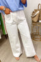 Scalloped Patch Pocket Wide Leg Shift Jeans