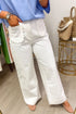 Scalloped Patch Pocket Wide Leg Shift Jeans