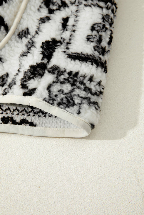 Sherpa Fleece Paisley Print Pocketed Western Vest