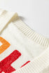 Embroidered Slogan Applique V Neck Button Front Knit Cardigan
