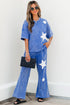 Acid Wash Star Applique Rolled Trim Pants Set