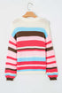 Acrylic Polyamide Striped Pattern Drop Shoulder Cardigan