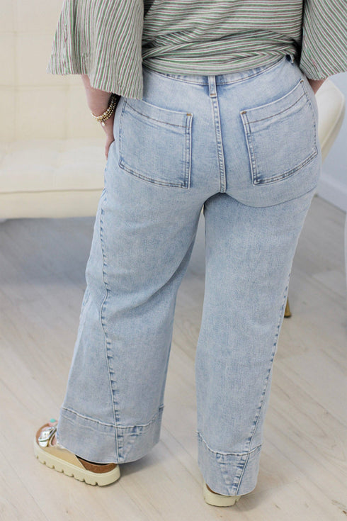 Cotton Polyester Denim Paneling Loose Fit Jeans