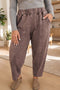 Washed Finish Elastic Waistband Seam Detail Barrel Pants