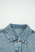 Casual Frayed Detail Button Flap Pocket Denim Vest