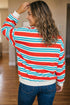 Striped Long Sleeve Round Neck Tunic Sweatshirt