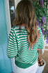 Stripe V Neck Bow Knot Knit Short Sleeve Sweater