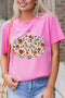 Floral Pumpkin Printed Graphic Round Neck Statement Tee