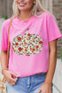 Floral Pumpkin Printed Graphic Round Neck Statement Tee
