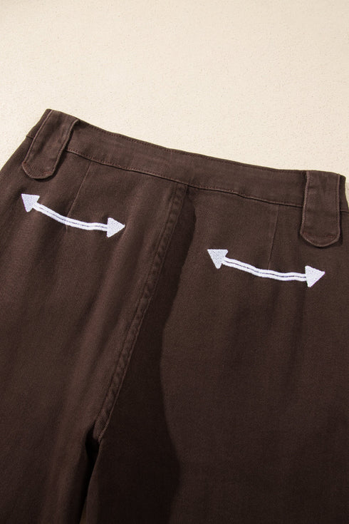 Button Fly Decorative Belt Loops Straight Leg Jeans