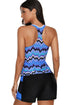 Chevron Print V Neck Empire Waist Tankini Top