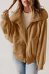 Casual Button Flap Pocket Spread Collar Fleece Jacket