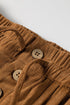 Elastic Waist Wooden Button Placket Ankle Length Wide Leg Pants
