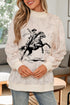Rodeo Riding Print Western Mock Neck Sweatshirt