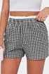 Southern Belle Plaid Print Tailored Edge Trim Shorts