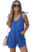 Textured Knotted Strap High Waist Wide Leg Romper
