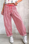 Striped Pattern Drawstring Detail Loose Fit Pants