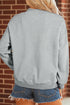 Letter Graphic Mock Neck Equal Polyester Cotton Blend Sweatshirt