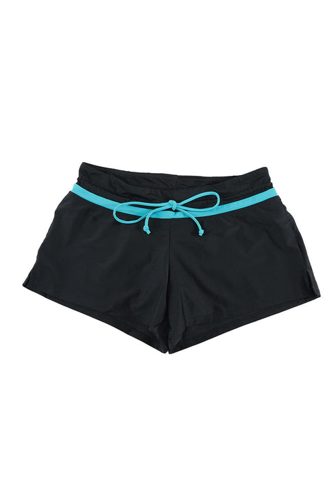 Contrast Waistband Tie Front Swim Shorts