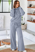Cowl Neck Drawstring Pullover Wide Leg Pant Set