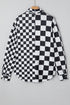 Checkered Print Flap Pocket Button Front Shacket
