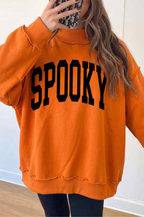 Polyester Oversize Print Mock Neck Reversible Sweatshirt