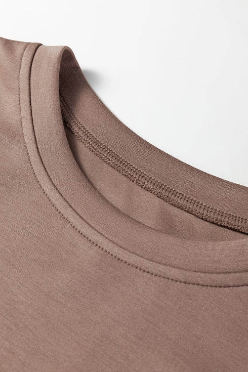 Solid Drop Shoulder Pullover Drawstring Mini Skirt Two Piece Dress